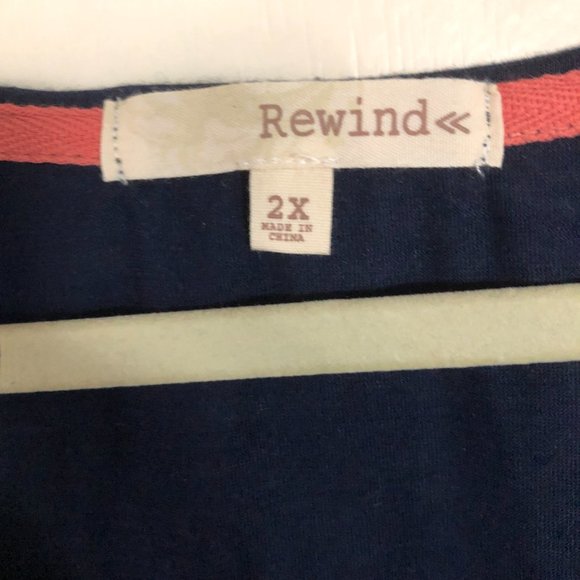 Plus Size Rewind Chiffon & Knit Button Down Front Tie Blouse Size 2X - Picture 3 of 3